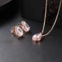 CZ Teardrop Necklace and Stud Earrings Set 14K White Gold Plated Wedding Jewelry for Bridal