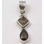 SilverStarJewel Solid Sterling Silver Natural 6 x 6, 6 x 9 mm Smoky Quartz Pendant 1.3''