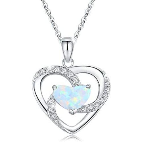 I Love You to The Moon and Back Necklace Opal Moon and Star Heart Necklace Mother Gift Mother Necklace Girlfriend Jewelry