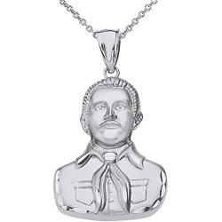 Sterling Silver Jesus Malverde Sinaloa Narco Saint Necklace