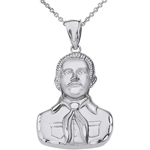 Sterling Silver Jesus Malverde Sinaloa Narco Saint Necklace