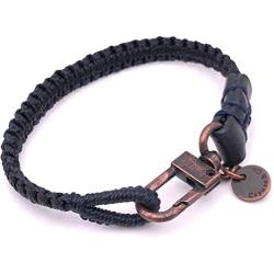 Mens Reversible Hand-Knotted Waxed Cord Bracelet - Navy & Black