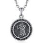 VENICEBEE Saint Christopher Medal Solid 925 Sterling Silver Pendant Necklace with Chain Black Pouch Polishing Cloth Gift Box