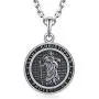 VENICEBEE Saint Christopher Medal Solid 925 Sterling Silver Pendant Necklace with Chain Black Pouch Polishing Cloth Gift Box