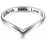 Sterling Silver Jewelry Faith Hope Love Beads Chevron Thumb Ring V Shape Ring (Size 6,7,8,9,10)