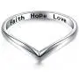 Sterling Silver Jewelry Faith Hope Love Beads Chevron Thumb Ring V Shape Ring (Size 6,7,8,9,10)