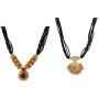 Efulgenz Mangalsutra Indian Gold Plated Multistrand Black Beaded Pearl Pendant Wedding Choker Necklace Jewelry