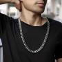 ROWIN&CO Men Chain Silver 15mm Thick Heavy Stainless Steel Miami Curb Cuban Link Necklace/Bracelet with CZ Choker Diamond Chain,8-35 inchs