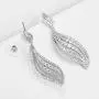 Delicin Jewelry Womens Dangling Leaf-Shaped Drop Earrings,Rhodium Plated Cubic Zirconia Dangle Earrings for Women