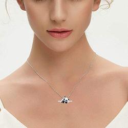 JUSTKIDSTOY Panda Necklace Gifts for Mothers Day 925 Sterling Silver Cute Animal Heart Pendant - I Love You Forever Jewelry for Women Daughter Panda Lover