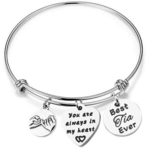 MAOFAED Aunt Gift Best Tia Ever You are Always in My Heart Aunt Bracelet Auntie Gift Auntie Bracelet Auntie Birthday Gift Auntie Keepsake