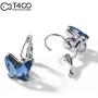 T400 Blue Purple Pink Crystal Butterfly Lever Back Earrings Birthday Gift for Women Girls