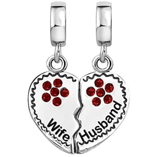 JMQJewelry Wife Husband Heart Love Charm Birthday Birthstone Month Clover Dangle Charms for Bracelets Women Jewelry Valentines Day Christmas