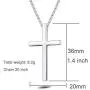 Carleen White Gold Plated High Polished Solid 925 Sterling Silver Large Mens Cross Crucifix Pendant Necklace Chain Jewelry For Men Boys, With 20 Inch Strong Durable Solid Silver Rolo Chains Lobster Clasp