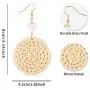 KINIVA Woven Rattan Earrings Dangle Drop With Bead for Women Teen Girls