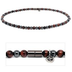 Accents Kingdom Red Tigers Eye Bead Hematite Classic Magnetic Necklace