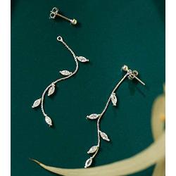 SLUYNZ 925 Sterling Silver Droplet Threader Earrings Chain for Women Teen Girls Olive Leaves Dangle Earrings