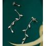 SLUYNZ 925 Sterling Silver Droplet Threader Earrings Chain for Women Teen Girls Olive Leaves Dangle Earrings