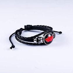 Naruto Sharingan Eye Akatsuki Anime Leather Wristband Braided Bracelet Naruto Time Gemstone Leather Cosplay Jewelry