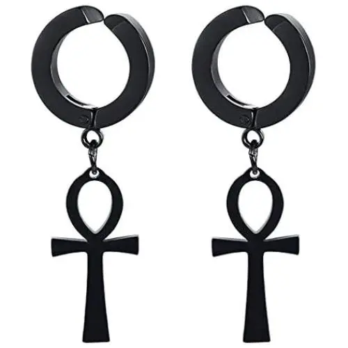 GUNGNEER Ankh Cross Stainless Steel Earrings Egyptian Pyramid Jewelry Accessories Men Women GUNGNEER Ankh Cross Stainless Steel Earrings Egyptian Pyramid Jewelry Accessories Men Women