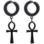 GUNGNEER Ankh Cross Stainless Steel Earrings Egyptian Pyramid Jewelry Accessories Men Women