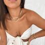 U/D Gold Plated Snake Chain Necklace Bracelet 5MM Flat Herringbone Choker Dainty Adjustable 16Inch Necklace for Women