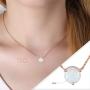 QUINBY Created Opal Necklace Rose Gold Dainty Opal Pendant Necklace for Women 8mm/ 5m