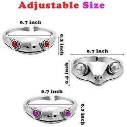 PANTIDE 3 Pcs Frog Open Rings Set for Women, Vintage Adjustable Alloy Animal Finger Rings, Cute Silver Frog with Red Purple Eyes Rings, Fashion Jewelry Gifts for Anniversary Birthday Valentine’s Day