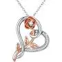 Jude Jewelers Silver Rose Gold Plated Heart Shaped Floral Cocktail Party Sweater Dress Pendant Necklace
