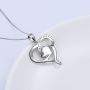 S925 Sterling Silver Puppy Dog Cat Pet Paw Print Love Heart Pendant Necklace 18 inches