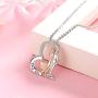 Love Heart Couples Necklace - 925 Sterling Silver CZ Lovers Jewelry to My Wife Necklaces Birthday, Valentines Day Gift, (Rose Gold)
