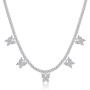 KissYan Butterfly Tennis Chain Necklace , 18K White Gold Plated Diamond Butterfly Tennis Choker Bling Iced CZ Butterfly Necklace Silver Gift for Women Girl