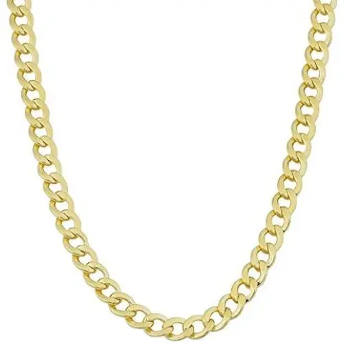 14K Yellow Gold Filled Solid Curb Chain Necklace, 3.6mm Wide