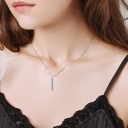 TOUPOP s925 Sterling Silver Crystal Birthstone Vertical Bar Pendant Necklace Jewelry Gifts for Women Teen Girls Birthday