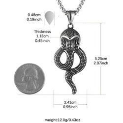 AsAlways Egyptian Mystery Amulet Gothic Jewelry Mens Stainless Steel Animal Snake King Cobra Pendant Chain Necklace