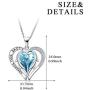 AOBOCO Sterling Silver Angel Heart Necklace Engraved I Love You Forever Pendant with Aquamarine Heart Crystal, Anniversary Birthday Jewelry Gift for Women Wife Girlfriend