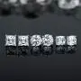 3 Pair CZ Earrings Set for Women 18K White Gold Plated Round Square Cushion Earrings for Men Hypoallergenic Jewelry