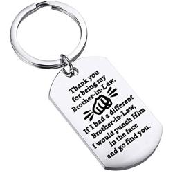BEKECH Brother-in-Law Gifts Brother Keychain Thank You for Being My Brother-in-Law Keychain Wedding Gift Jewelry Brother of The Bride Gift from Sister-in-Law