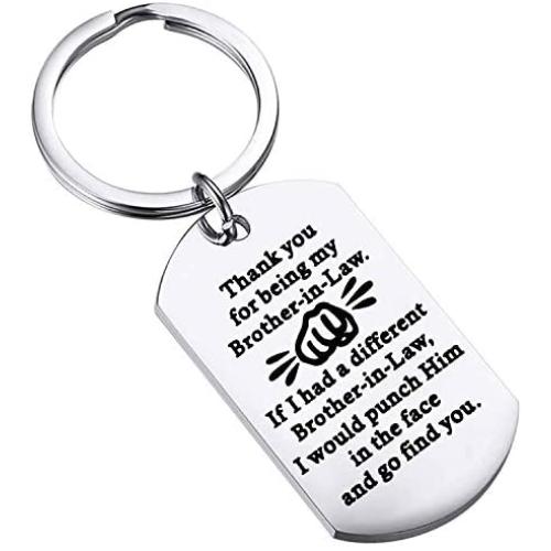 BEKECH Brother-in-Law Gifts Brother Keychain Thank You for Being My Brother-in-Law Keychain Wedding Gift Jewelry Brother of The Bride Gift from Sister-in-Law