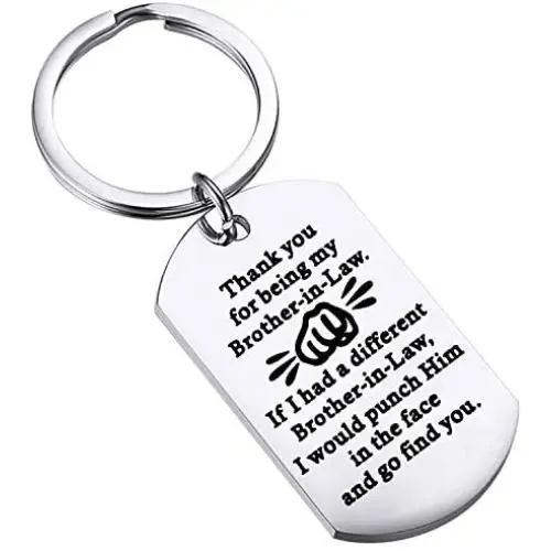 BEKECH Brother-in-Law Gifts Brother Keychain Thank You for Being My Brother-in-Law Keychain Wedding Gift Jewelry Brother of The Bride Gift from Sister-in-Law
