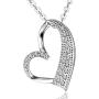 ELEGANZIA Heart Necklace Sterling Silver for Women Girl, Cubic Zirconia Open Heart Pendant Necklace True Love Jewelry Anniversary Birthday for Mom Granddaughter Girlfriend Wife