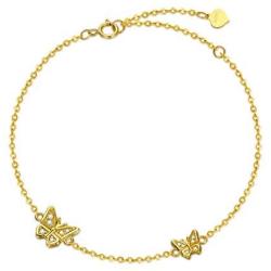 14K Solid Gold Butterfly Bracelet for Women, Real Gold Mom and Child Love Butterflies Bracelets Christmas Anniversary Jewelry Gift for Mom, Wife, 6.5''-8.5''