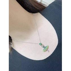 DMOMSA Emerald Green Ballet Girl Pendant Necklace Jewelry Gift, Woman Gift Suitable for Birthday Party Anniversary Valentines Day