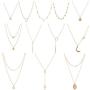 Dremcoue 12 Pcs Layered Choker Necklace for Women Girls Handmade Dainty Chain Necklace Set Pearl Coin Circle Bar Moon CZ Star Pendant Necklace