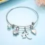 Ursteel Dog Mom Gifts for Women, Cubic Zirconia Paw Print Initial Charm Bracelet for Women Cat Dog Lover Gifts, Mothers Day Valentines Gifts for Dog Mom