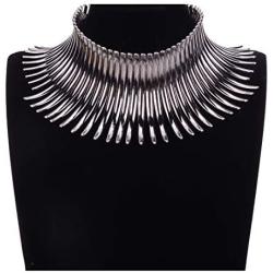 Mozhuo Chunky Statement Collar Necklace for Women Silver Choker Bib Necklace Chain Fashion Jewelry Costume Prom Gorgeous