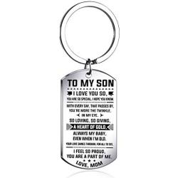 Stainless Steel Inspirational Keychain Gifts to My Son Graduation Gift for kids from son letter TO MY SON,I LOVE YOU SO,YOU ARE SO SPECLAL,I HOPE YOU KNOW.WITH EVERY DAY love mom
