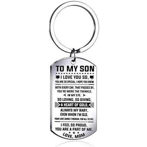 Stainless Steel Inspirational Keychain Gifts to My Son Graduation Gift for kids from son letter TO MY SON,I LOVE YOU SO,YOU ARE SO SPECLAL,I HOPE YOU KNOW.WITH EVERY DAY love mom