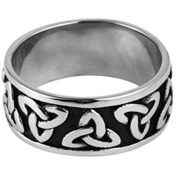 AsAlways Mens Women Classic 9mm Stainless Steel Ring Wedding Band for Men Inlay Celtic Knot Engagement Ring Comfort Fit