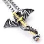 Warvik Dragon Sword Gothic Necklace Dragons Claw Pendant Steampunk, Stainless Steel Jewelry Mens Womens Wheat Chain 20/28inch Warvik Dragon Sword Gothic Necklace Dragons Claw Pendant Steampunk, Stainless Steel Jewelry Mens Womens Wheat Chain 20/28inch